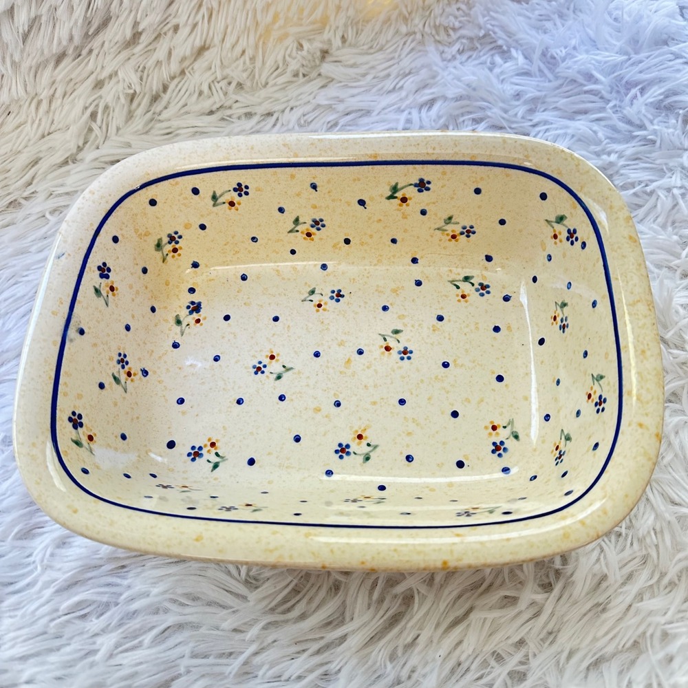 Polish Pottery Boleslawiec Country Meadow   Floral Rectangular Baking Dish